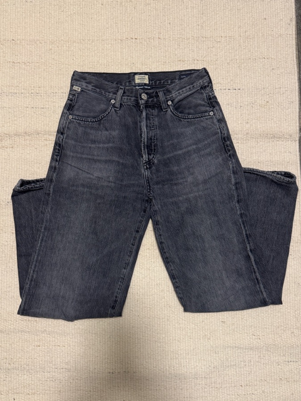 Citizens Of Humanity Washed Black Straight Leg Jeans